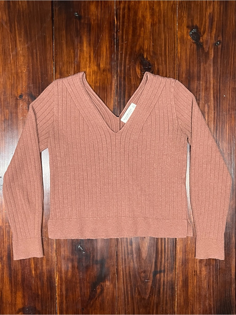 Abercrombie & Fitch Brown Ribbed V-Neck Sweater XS